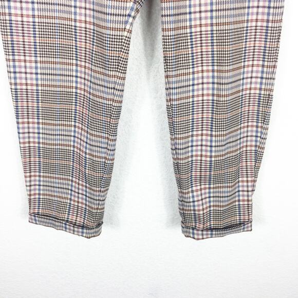 Anthropologie Malcolm Plaid Tapered Trousers Size 10 High Rise Preppy Minimalist - Picture 10 of 14